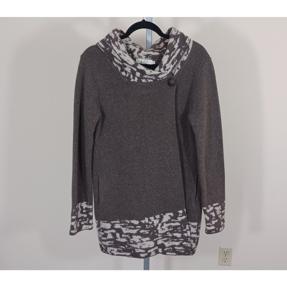 A. Ida Italy Wool Blend Asymmetrical Wrap Cape Cardigan Sweater Women US S USED